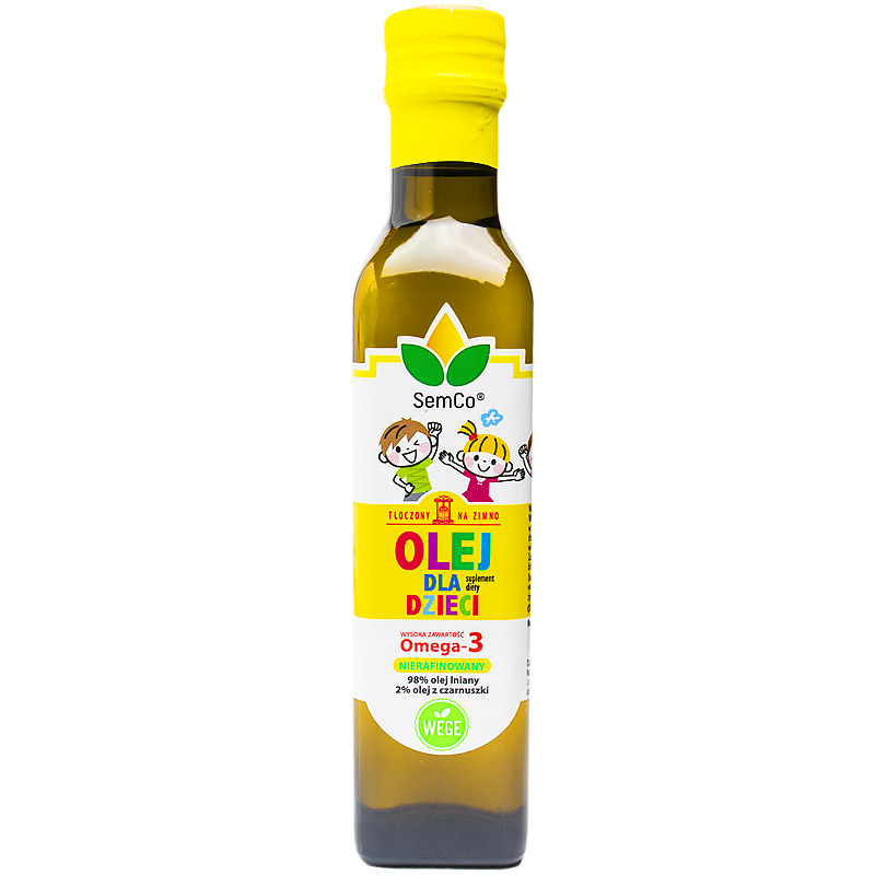 Olej dla Dzieci, których dietę chcemy wzbogacić w olej z czarnuszki.